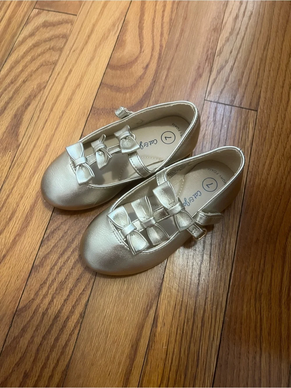 Cat & Jack Gold Bow Mary Jane Toddler Kids Shoes gold metallic